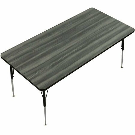 CORRELL 30x72'' Table - NE Driftwood Finish - Adjustable Height - Laminate Top - Activity Table. 384A3072RC52